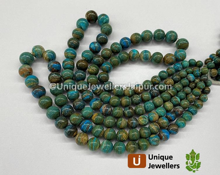 Blue Opalina Smooth Round Ball Beads